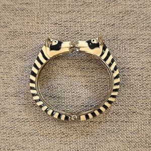 Kissing Zebra Black & Ivory Brass and Enamel Bracelet